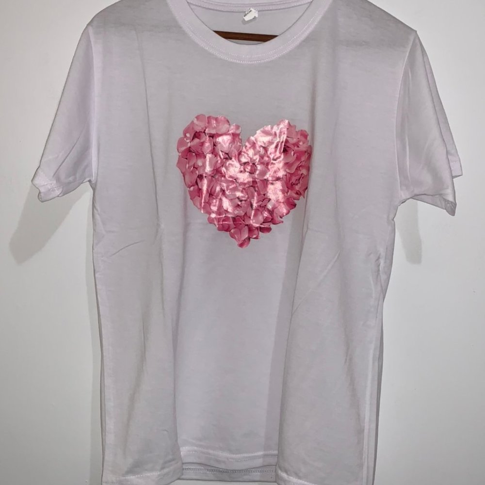 Women's Floral Heart T-Shirt - White - Picture 3 of 4